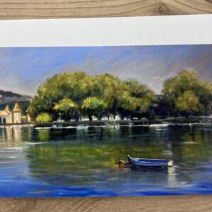 Carte allongée simple avec enveloppe « Barque à la Harpe »
